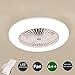 Produktbild Deckenventilator mit Beleuchtung und Fernbedienung Leise Schlafzimmer-Lampe LED Deckenleuchte 3-Farbtemperatur Dimmbar Deckenlampe Weiß Rund Wohnzimmer Esszimmer Dekor Fanlampe