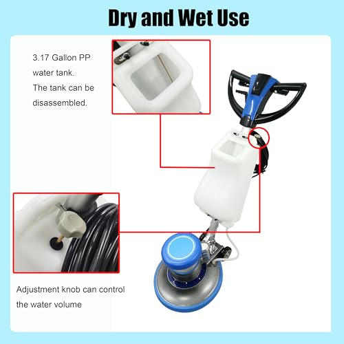 IntXanth Floor Scrubber Buffer Heavy Duty Polisher Machine Polished Waxed Refurbished Tile Scrubber Cleaner Wood Marble Cement Pavement Epoxy Rubber Carpet Blue 110V Commercial Industrial Domestic - Thumbnail 3