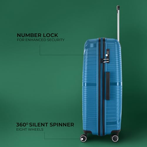 Image of Stony Brook Nasher Miles Axis 75 Cm 28 Inch Polypropylene Hard-Sided 4 Wheels Spinner Check-in Luggage Trolley Bag (Teal)