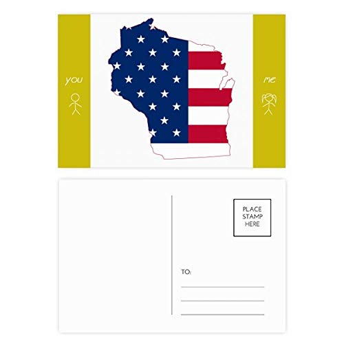 Cartes postales Wisconsin drapeau USA 20pcs multicolore 5,7 x 3,8 pouces souvenir américain
