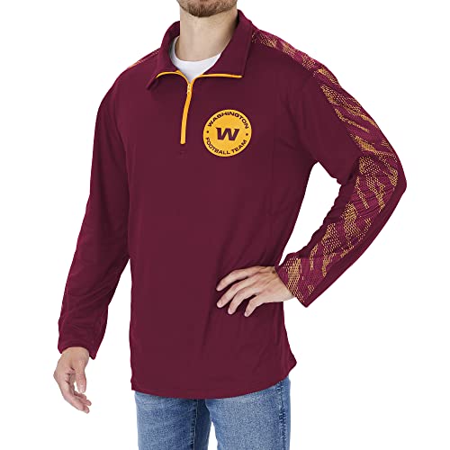 Zubaz Officially Licensed Men's NFL Solid 1/4 Zip with Team Viper Liner, Washington Football Team, Size Small