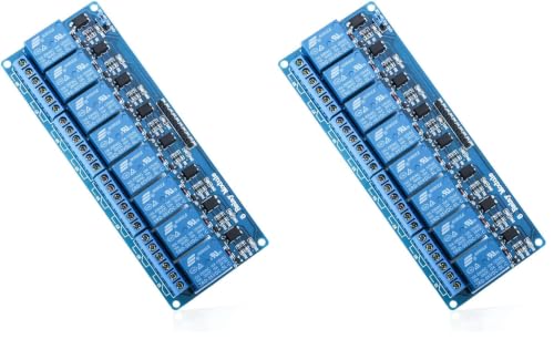 ELEGOO 8-Kanal DC 5V Relaismodul mit Optokoppler (blau) (Packung mit 2)