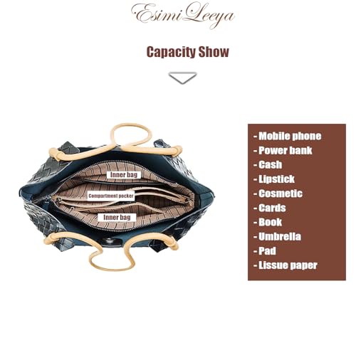 Genuine Leather Shoulder Bags for Women with Top Handle Woven Pattern Summer Women's Tote Bag4
