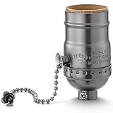 Pull Chain Light Socket, E26 Standard Threaded Base, Lamp Socket with Pull Chain Lamp Switch, Lamp Parts for Table and Floor Lamps Replacement, UL Listed, 1 Pack (Black)