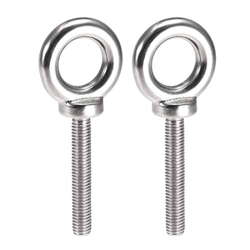 Image of uxcell Lifting Eye Bolt M8 x 50mm Male Thread 304 Stainless Steel for Hanging, Pack of 2