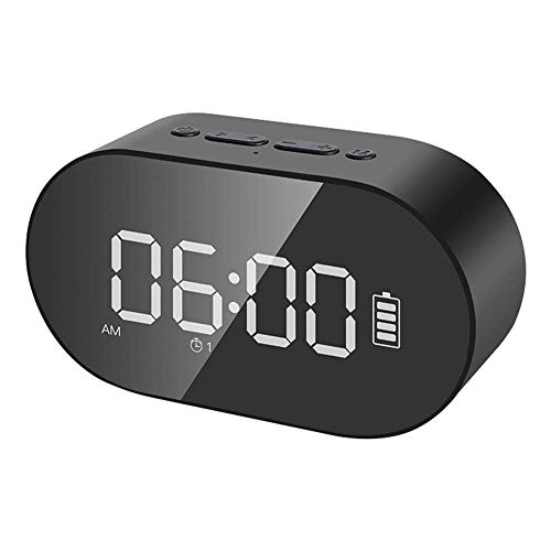 1-1 Wecker drahtlose Bluetooth-Lautsprecher übergewichtigen Subwoofer nach Hause kleine Audio-Computer Auto Karte Smart Voice Broadcast,Black