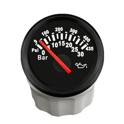 Jauge de pression d'huile 52 mm ELING 0-30 bar rétroéclairé rouge pour auto et camping-car 12V 24V