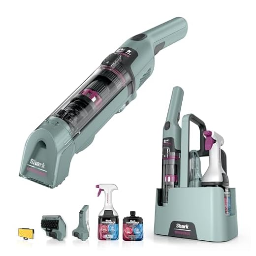 Shark StainForce Kabelloser Fleckenentferner, Tragbarer Flecken-, und Geruchsentferner für Teppichböden, Teppiche, Polstermöbel und mehr, mit Aufbewahrungsbox, Zubehör und 2 × Reiniger, HX100EUCP