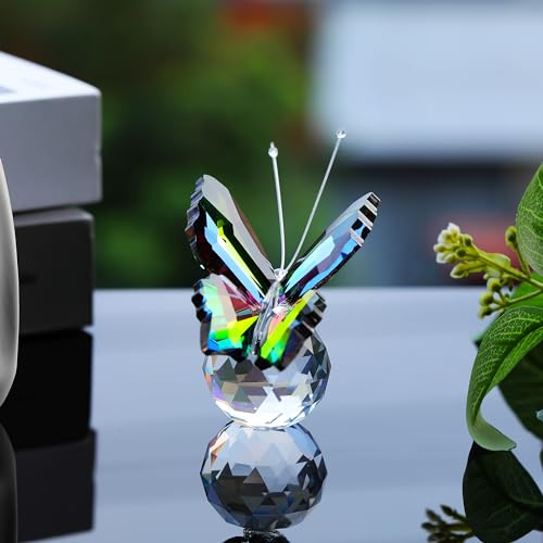 Qianwei Crystal Butterfly Gifts For Women Green - Handmade Butterfly Glass Animals Collectible Figurines Crystal Office Desk Table Home Decor Paperweight thumb #1