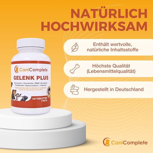 CaniComplete Gelenk Plus - Gelenktabletten für Hunde: Teufelskralle, MSM, Chondroitin, Glucosamin, Kollagen, Vitamin B, UVM.