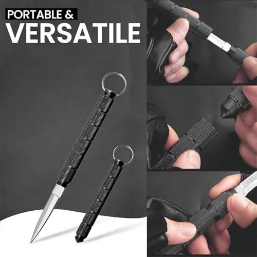 Image of Pocket Cutter & Emergency Window Breaker with Keychain | Stainless Steel Utility Knife for Box Opening, Letters & Travel | Compact Car Escape Tool & Outdoor Survival Gear (Black)