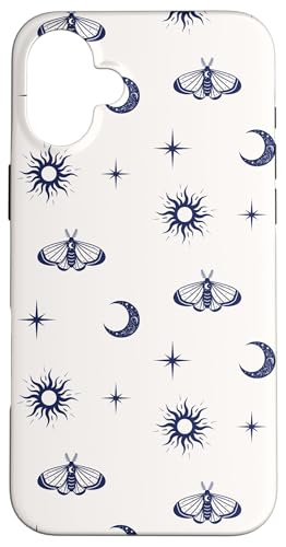 Celestial Moon, Sun, Star and Moth Pattern �X�}�z�P�[�X iPhone 16 Plus �p