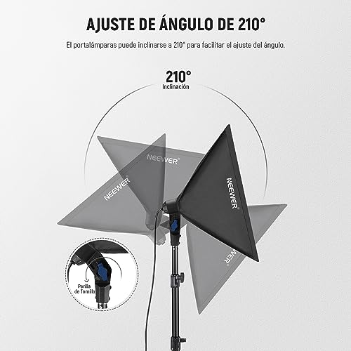 NEEWER 40x40cm Kit de iluminación Softbox con Bombilla LED de 35W E27 (EU Plug) Certificación CE y UKCA, Soporte de luz de 180cm para luz fotografía Grabación de Video TikTok Live Streaming,SF40 - imagen 3
