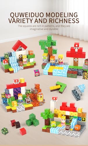 FXLYNAF Magnetic Blocks, 200-Piece 0.8in Build Knight&Princess Magnet Game Set, Stacking Building Blocks Cubes Magnets for Kids, STEM Sensory Creative Toys Games for Toddler Boys & Girls 676 - Image 4