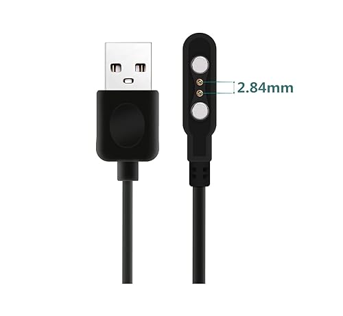 Miniatura 2 de Cable cargador de reloj inteligente, universal de 2 pines 0.112 in, cable de carga USB de succión magnética para reloj inteligente, cable de carga