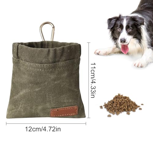 WeddHuis Freihändige Futterbeutel Hundetraining mit Karabiner, Freihändige Hundeleckerlitasche mit Automatischem Verschluss, Welpen Leckerlitasche für Hundetraining (Grün)