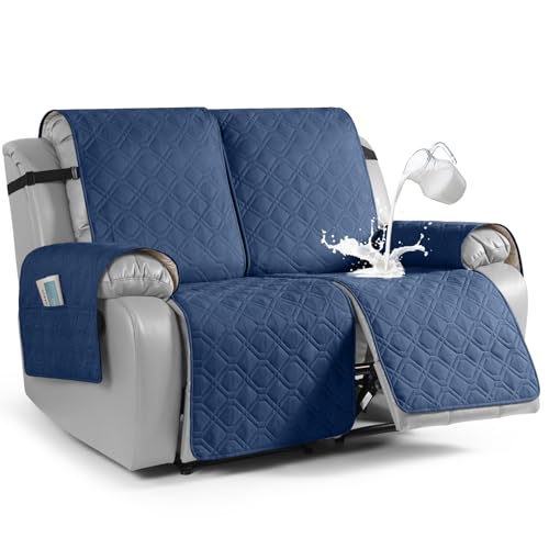 Image of VANSOFY Waterproof Recliner Loveseat Covers Washable, Ocean Blue,2 Seater | 1-Piece, Non-Slip with Elastic Straps, Sofa Cover with Pocket for Dogs, Pets