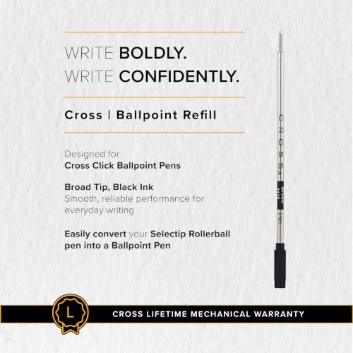 Image of Cross Ballpoint Pen Refill - Black - Broad - Packaged One Per Card