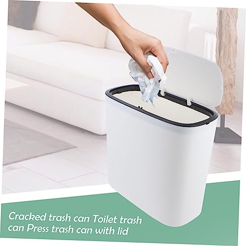 Cabilock Cubo de Basura Pequeño con Tapa Press Blanco miniatura 5