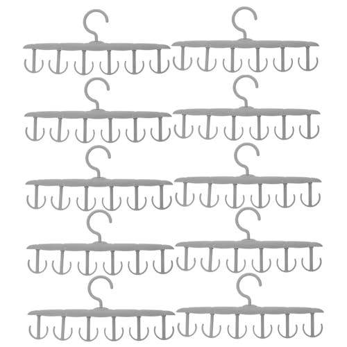 Ciieeo 10Pcs Rotating Clothes Hangers for Closet Versatile Organizer for Clothes and Hats Plastic Space Saving Design Easy Access for Jean Pants and Accessories Grey
