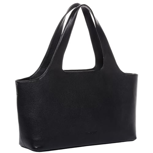 Sac à main cuir véritable NEA - Grand sac porté épaule pour femmes - Sac des dames noir