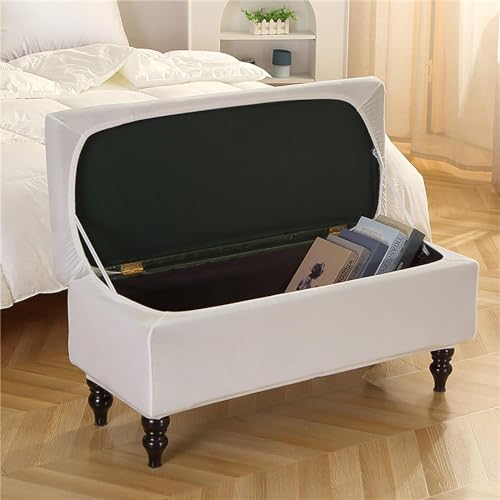 Housse de protection pour ottoman rectangulaire en velours extensible et lavable - 3