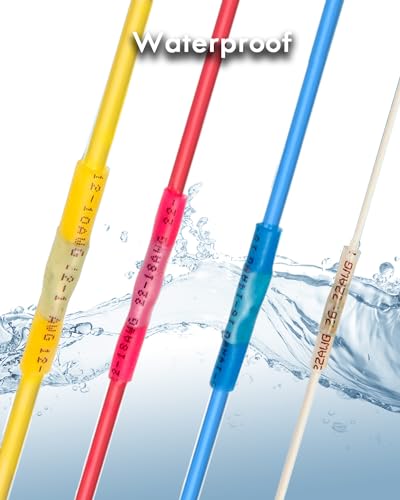 Stoßverbinder, ANVINKU 210 Stück Quetschverbinder mit Schrumpfschlauch Set, 10-26 AWG Kabelverbinder Wasserdicht Set, 4 Arten von Quetschverbinder Wasserdicht, Stossverbinder für KFZ, Boot, Marine