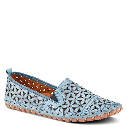 Image of Spring Step Flowerflow Shoes for Women - Leather Womens Loafer with Floral Laser Cutout - Comfortale Slip-On Shoes for Womens
