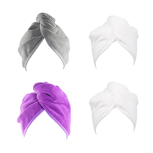 Youlertex Microfiber Hair Towel Wrap For Women, 4 Pack 10 Inch X 26 Inch, Super Absorbent Quick Dry Hair Turban For Drying Curly, Long, Thick Hair #TOP18