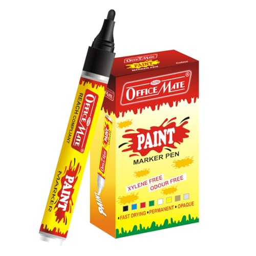 Image of Soni Officemate Regular Paint Marker | Pack of 10 (Mix) | Multi-Surface | Non-Toxic, Oil-Based | 4.5 mm Tip | For Hobbyists, Artists, Students