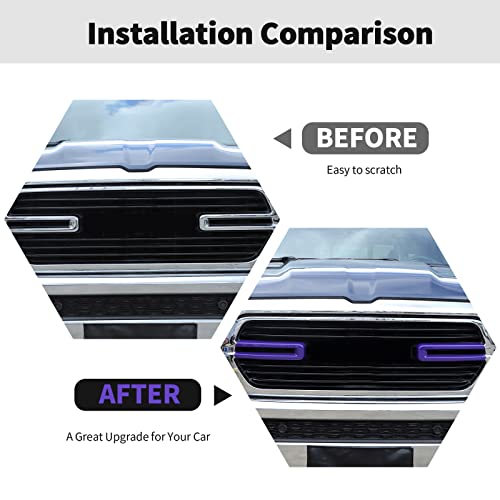 Image of Front Grille Inserts Trim Cover Grill U Bar Cover Frame Decoration Exterior Accessories for Dodge RAM 2018 2019 2020 2021 2022,Purple