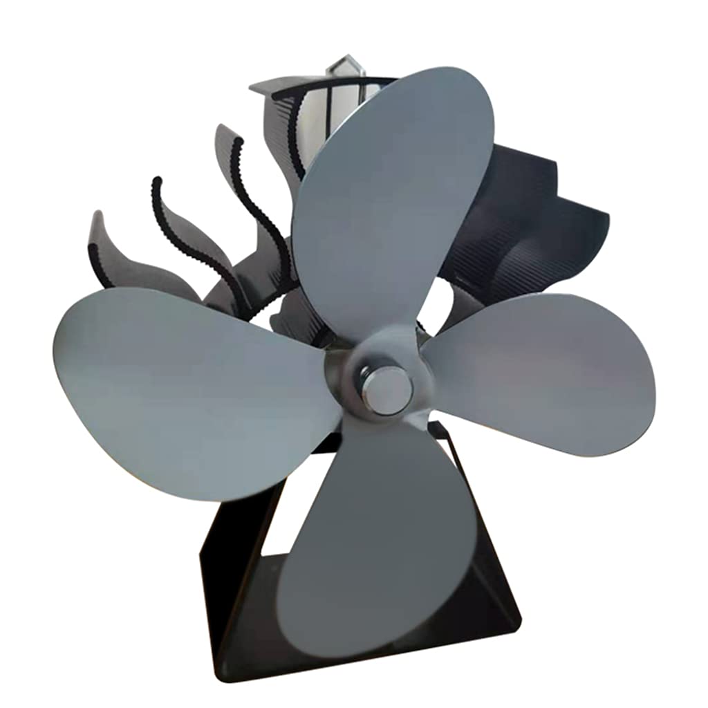 Buxuaaaa Iron Gray Silent Fan Efficient Heat Distribution For Room 122°F Start Heat Powered Withthermometer Wood Stove Fan Blower Powered Non Electric