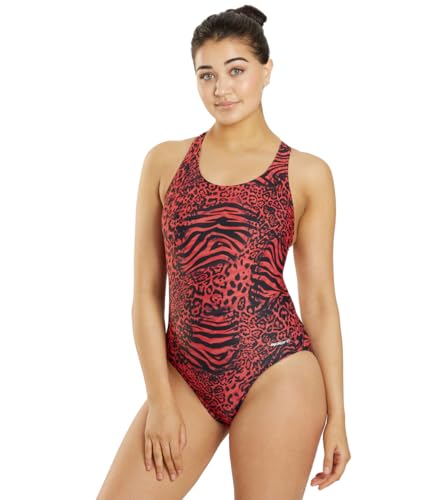 Sporti Wide Strap Athletic One Piece Swimsuit for Women - Graphic Design Pattern - Swim Team Bathing Swimsuit for Competiton