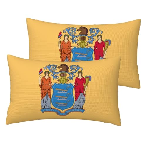 Flag Of New Jersey Print Throw Pillow Covers 30x50 Cm, Linen Cushion Covers, For Home Decor Sofa Couch Bed
