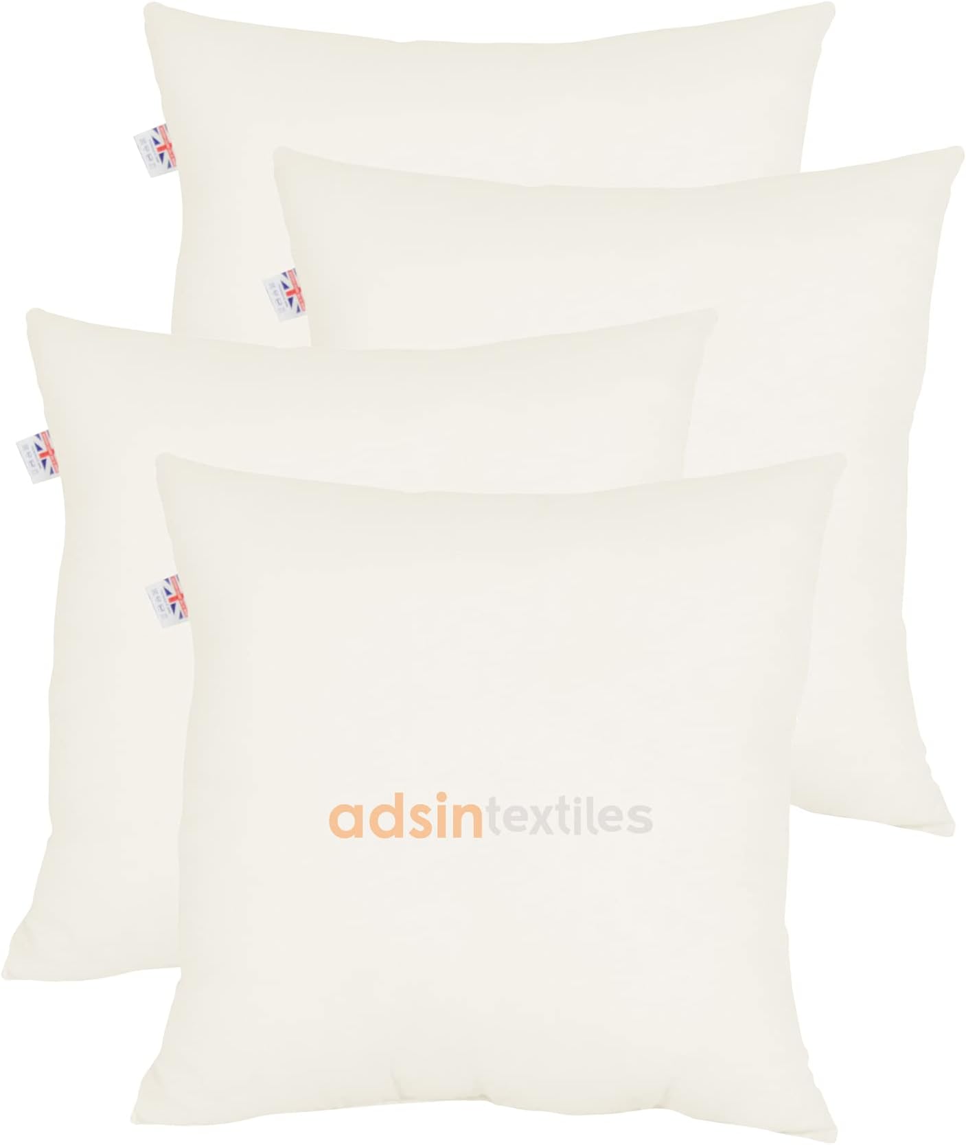 Set of 4-65cm x 65cm Duck Feather New White Cushion Pad Inner Stuffer Pillow Insert Square 100% Cotton Down Proof Cover (Pack of 4 | 26" x 26")