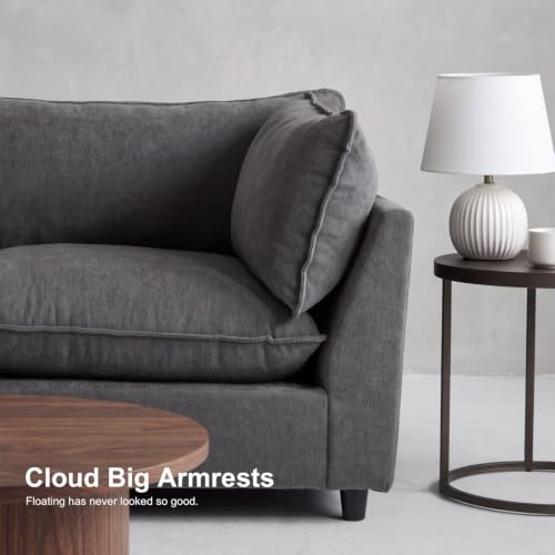 Iroomy Modular Sectional Sofa, U Shaped Chenille Cloud Couch Deep Comfy Seat, 6-Seater Sofas Couches for Living Room, Dark Grey, High Feet — view 4