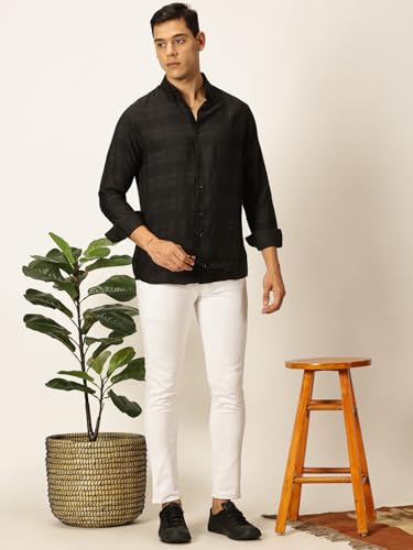 Image of Thomas Scott Men's | Self-Design | Full Sleeve | Slim Fit | Poly Cotton | Spread Collar | Casual Shirt