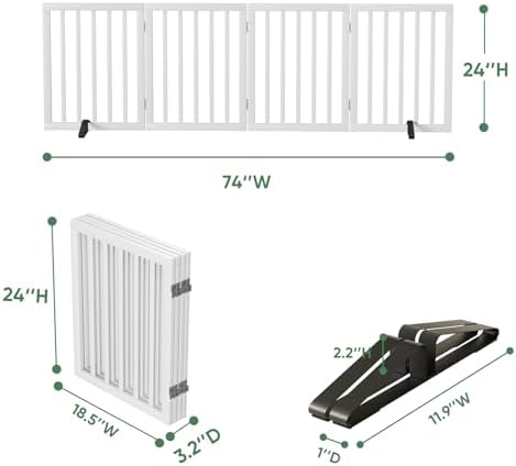 Freestanding Foldable Dog Gate - 4 Panel Room Divider (White) - 1