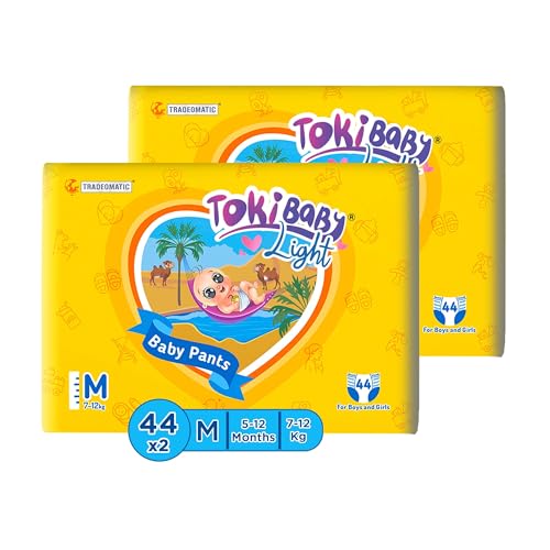 Image of Light Ultra Thin Pant Style Baby Diapers | India's First Super Soft 360 Waistband, 3D Leak Guard & Fastest Absorbing Diaper | Ideal for 7 to 12 KG | M Size, 88 Count