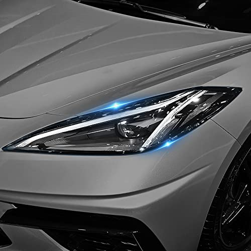 KUNGKIC for Chevrolet Corvette C8 Wide Headlight Protection Film TPU Scratch Guard Non-Yellowing Self-Healing Exterior Accessories Compatible with 2020 2021 2022 2023 2 Pcs Clear Paint