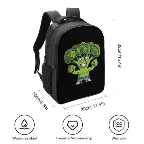 Broccoli Gym Bodybuilding Funny 16 Inch Backpack for Men Women Casual Daypack with 2 Compartment for Travel Work2