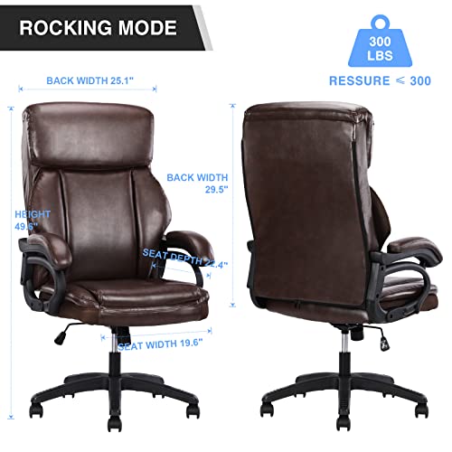 Comermax Executive Office Chair High Back, Adjustable Home Office Seat Computer Desk Chair, Pu Leather Ergonomic Swivel Chair With Flip-Up Arms And Lumbar Support #TOP5