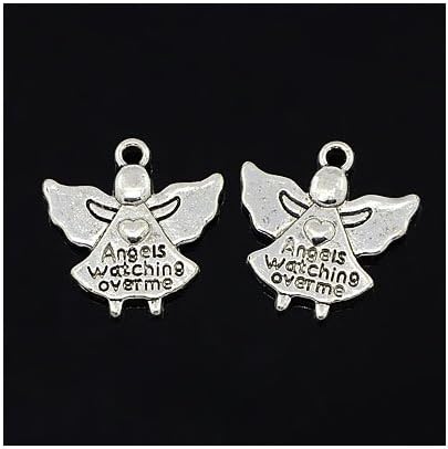 Antique Silver Tibetan Zinc Angels Watching Over Charms 19mm Pack of 30