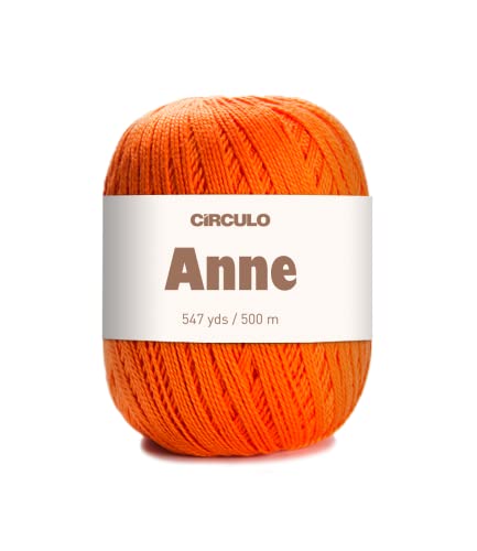 Image of CIRCULO Anne Yarn for Crocheting & Knitting, 100% Mercerized Brazilian Virgin Cotton, Soft Fingering Weight, 547 Yds, 5.19 Oz - Color 4445 Tangerine