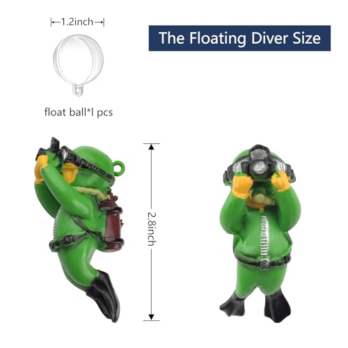 Image of onesimcr Floating Fish Tank Decorations, Aquarium Decorations, Lovely Diver Fish Tank Decorations, Floating Device Fish Tank Accessories,Suitable for All Kinds of Fish Tanks(Dark Green)