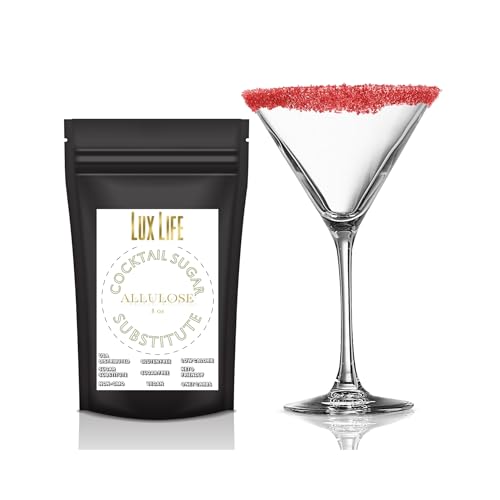 Cocktail Rim Sugar - All-Natural Fruit & Veg Coloring, Gluten-Free Vegan GMO-Free (Red Allulose Sugar Substitute, 8oz)