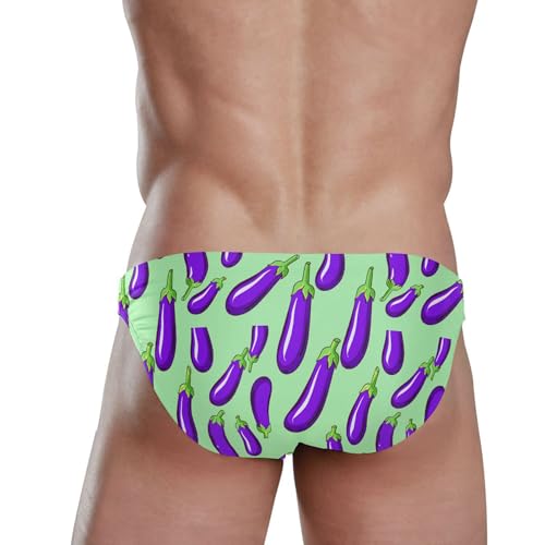 Purple Eggplant Vegetable Swim Briefs for Men Swimsuit Bikini Swimwear S B04047623