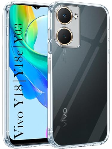 Image of COVERBLACK Soft Rubber Back Cover Compatible Model for Vivo Y18 / Vivo Y18e / vivo Y03 - Transparent
