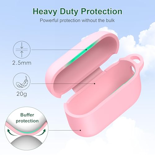 Image of R-fun for AirPods Pro 3rd Generation Case with Cleaner Kit, Soft Silicone Protective Case Cover for Apple AirPod Pro 3 for Women Men, AirPods Pro Case Accessories with Keychain, Pink