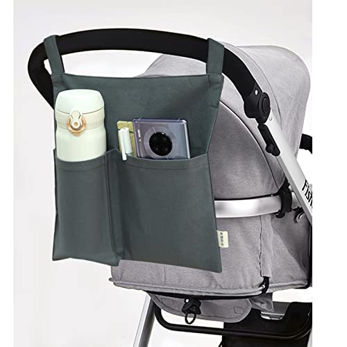 CHWSDT Organizer Laterale per braccioli della Sedia, Carrello per Bambini, Custodia per Bottiglia d'Acqua, Porta Cellulare per sedie da Campeggio, Sedia a rotelle reclinabile,Dark Grey